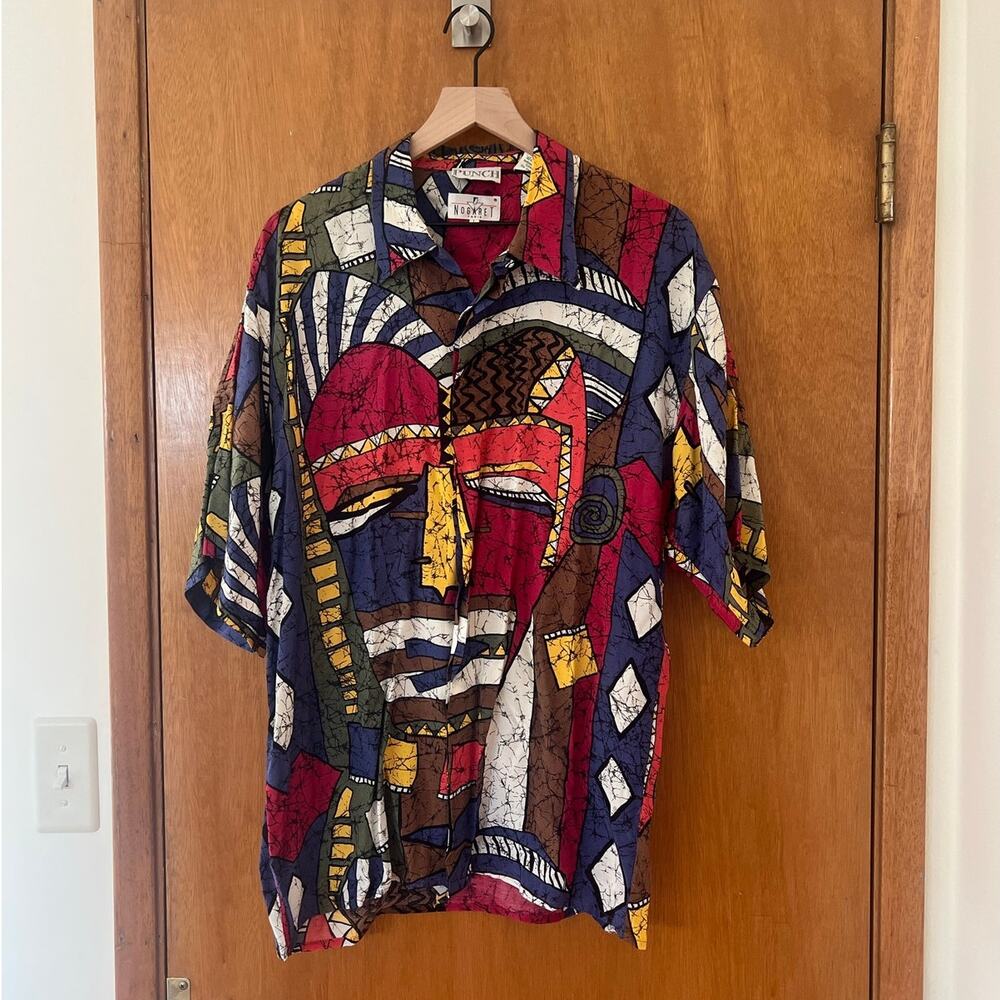 Mens Vintage 90s Nogaret Paris short-sleeve button-down shirt